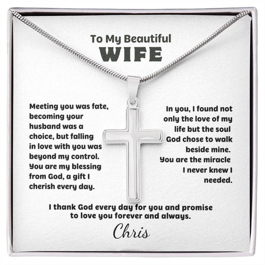 Timeless Cross Necklace Gift for Wife with Personalized Card